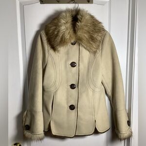 Simon Chang Faux Suede Jacket with Faux Fur Collar